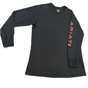 Ariat Rebar Long Sleeve T Shirt Mens 2XL Black Arm Logo Graphic Crew Neck